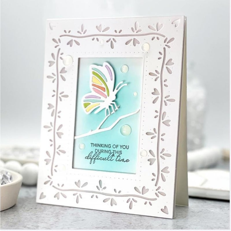 Mvchifay Cutting Dies for Card Making Metal Die-Cuts Scrapbooking Tool Hollow Frame DIY Craft Punch Template Embossing for Paper Album Decor (Love-line Frame-13.8x10.5cm) - Image 1